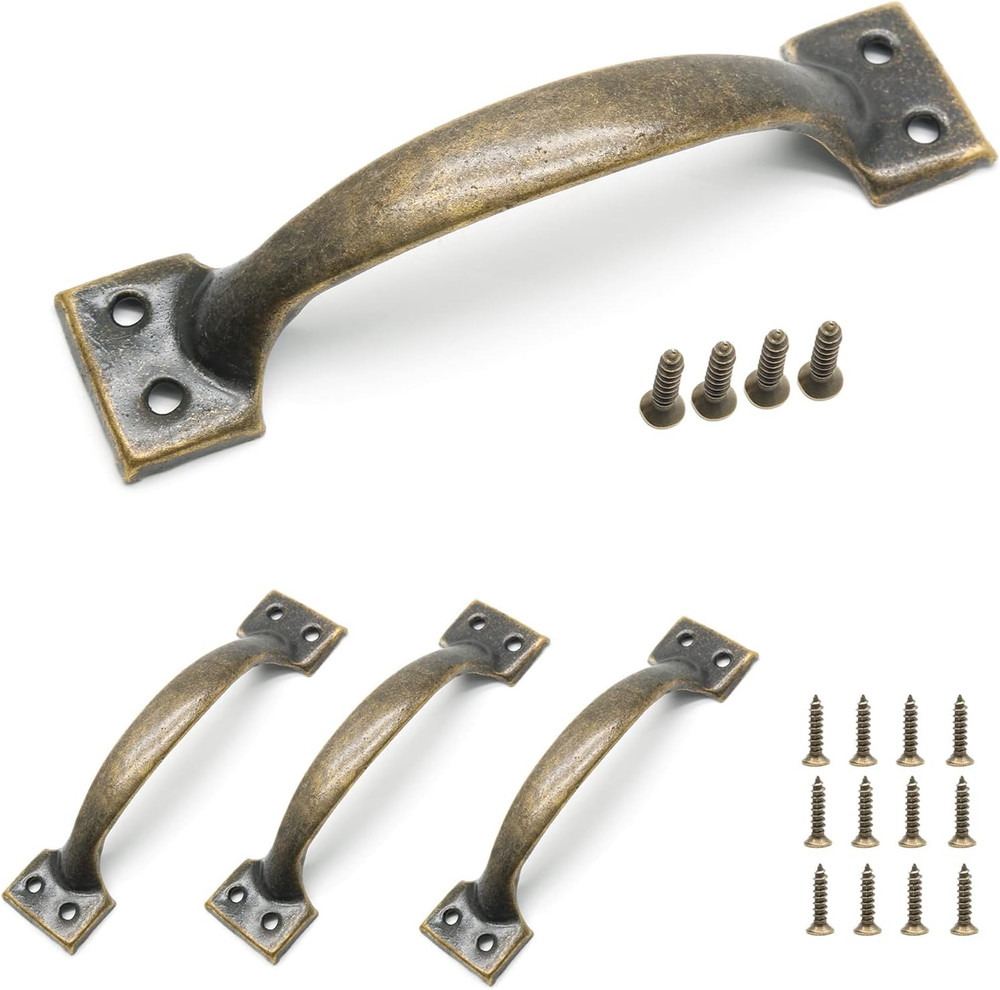 8Pcs 5 1/2 Inch Bronze Cabinet Handles, Metal Gate Handles Rustic Drawer Pulls C
