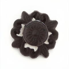 Cast Iron Ornate Fleur De Lis Cabinet Drawer Pull Knobs Backplate Hardware