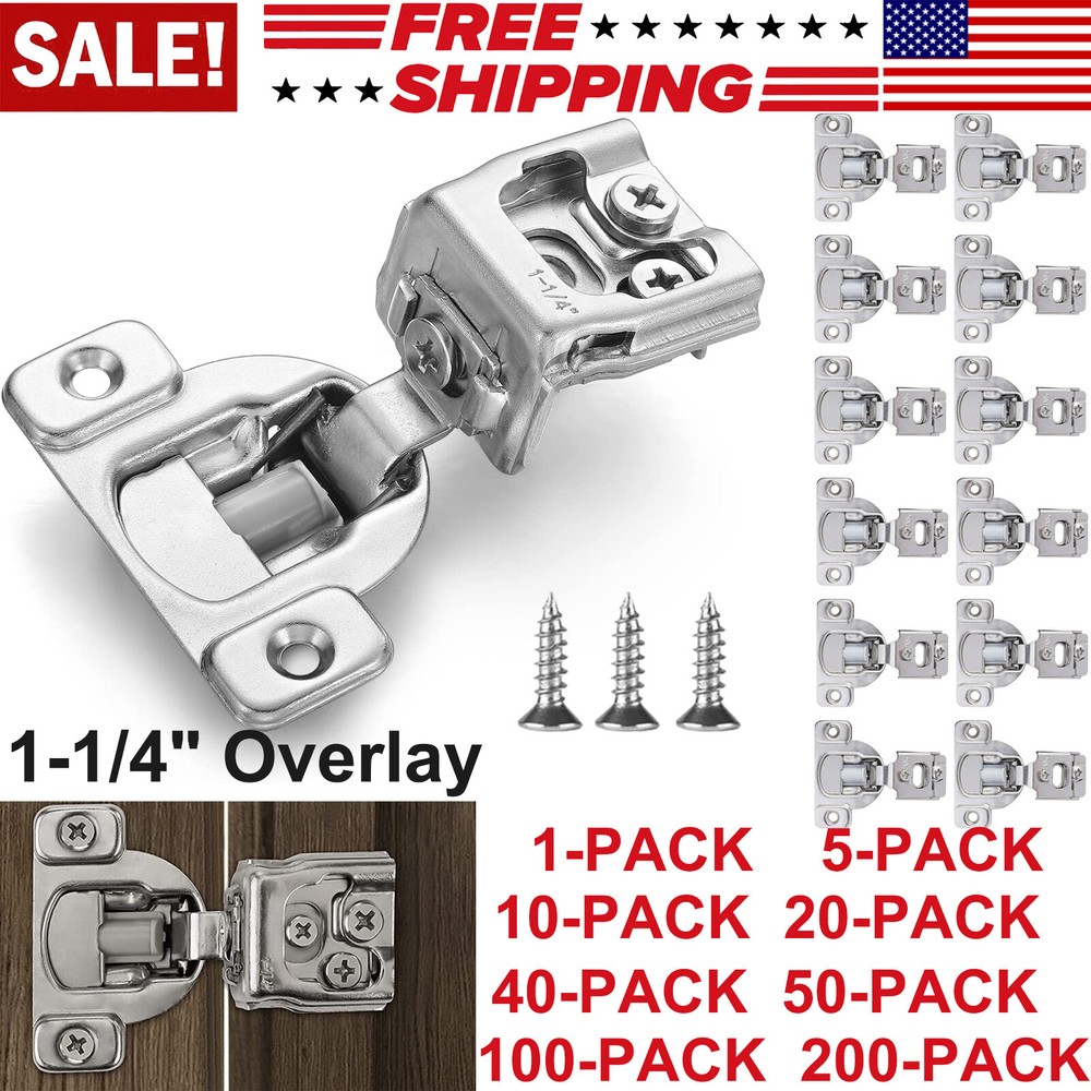 1-1/4 ” 108° Overlay Close Cabinet Hinges Kitchen Door Concealed Hinges Lot