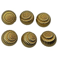 Lot of 6x feba bottoni craft purse upholstery gold metal buttons hardware 35mm