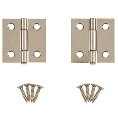 Nickel Plated Butt Hinges 2 Pack 1.5×1.5 inch Cabinet Door with Removable Pin