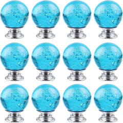 12 PCS Crystal Cabinet Knobs Round Glass Bubbles Knobs Smooth Drawer Pulls Handl