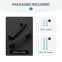 Black Cabinet Pulls 3-3/4 Inch Hole Spacing Wide Base Drawer Handles 6 PCS
