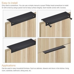 80mm x 40mm Aluminum Thicken Type Cupboard Edge Pull Handle Black 2Pcs
