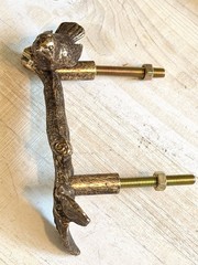 1 Antique Gold Bird On Branch Metal Drawer Pull Cottage Nature Metallic Handle