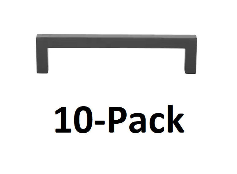*10-Pack* GlideRite 5 in. Matte Black Square Slim Cabinet Drawer Bar Pulls