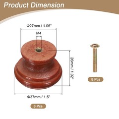 8pcs Wooden Knobs 37mm/1.5″ Mushroom Shape Single Hole Drawer Khaki