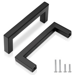 EZRENOVA 102mm (4″) Center to Center Matte Black Stainless Steel Cabinet Handles
