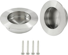 2Pcs round Recessed Pull, Brushed Nickel Flush Pull Handle, Stainless Steel Fing