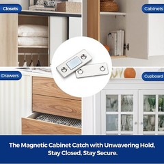 12 Pack Ultra Thin Cabinet Door Magnet Catch Stainless Steel Drawer Latch Adhesi