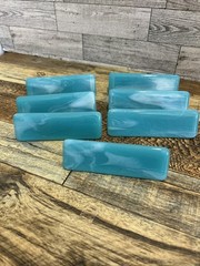 Turquoise Fused Glass Drawer Pulls Cabinet Handles Silver Hardware Set of 7