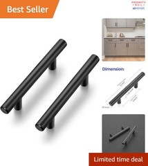 30 Count Matte Black Kitchen Drawer Pulls 12.5 cm Stainless Steel Handles