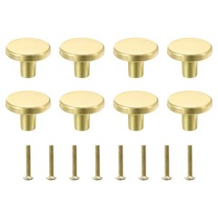 8 Pack Solid Knobs Round Zinc Alloy Cabinets Knob with Screw M4 Gold