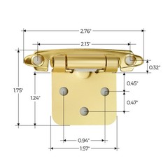 Ravinte 10 Pack (5 Pairs) 1/2″ Overlay Cabinet Hinges, Self-Closing Gold