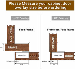 1-500Pack Soft-Closing Compact 1-1/4″ Overlay 105 Hinge Kitchen Cabinet Hardware