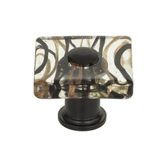 Atlas 3205-o Milky Way Glass 1 1/2″ Length Square Cabinet Knob Aged Bronze