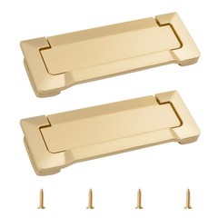 2 PCS Pearl Gold Pocket Door Drawer Handle Flush Pull Hidden 96mm Center