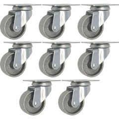 8 All Steel Swivel Plate Caster Wheels Heavy Duty Gray (2″ METAL – No Brake)
