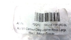 Vicenza Designs Carlotta Daisy Leather Knob K1181 Large Black Antique Copper