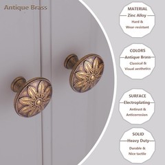 Xlroaafs 4 Pack Antique Brass Cabinet 1.4″L x 1.4″W x 1.14″H,