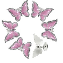 Beyoo 6 pcs Deep Pink Butterfly Shape Door Handle Cabinet Drawer Cupboard Pul…