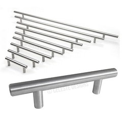 Bar Pull Modern Cabinet Handle Brushed Nickel Solid Steel 12 mm