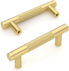 Amerdeco 10 Pack Brushed Gold Cabinet Pulls 3 Inch(76mm) Hole Center Drawer Pull