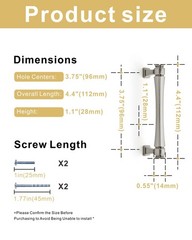 10 Pack 3.75 Inch (96mm) Hole Center Brushed Satin Nickel Cabinet Pulls – Sol…