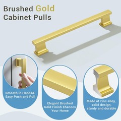 KNOBWELL 20 Pack Brushed Gold Cabinet Pulls 6-3/10 Inch (160mm)