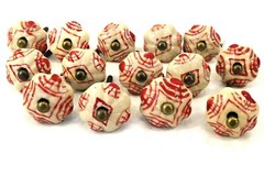 14 Red Taupe Cupboard Ceramic Knobs #228027 Made India, 1.3″ Wide x 1.75″ Long