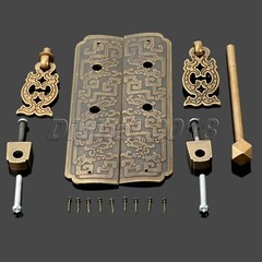 Antique Chinese Classical Cabinet Lock Latch Door Furniture Hardware Pull Handle