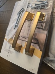 Amerdeco 10 Pack Champagne Bronze Cabinet Pulls 3.75 Inch Hole Center Cabinet