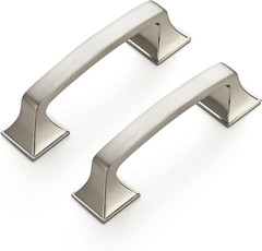 10 Pack Solid 3″ Square Foot Arch Pulls Kitchen Cabinet Handles Brushed Nickel P