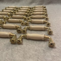 24 used 3 inch avante flare foot hardware white cream ceramic center brass