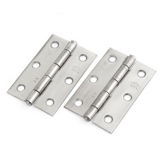 64mm x 43mm Closet Cabinet Gate Door Hinge Silver Gray 2 Pcs