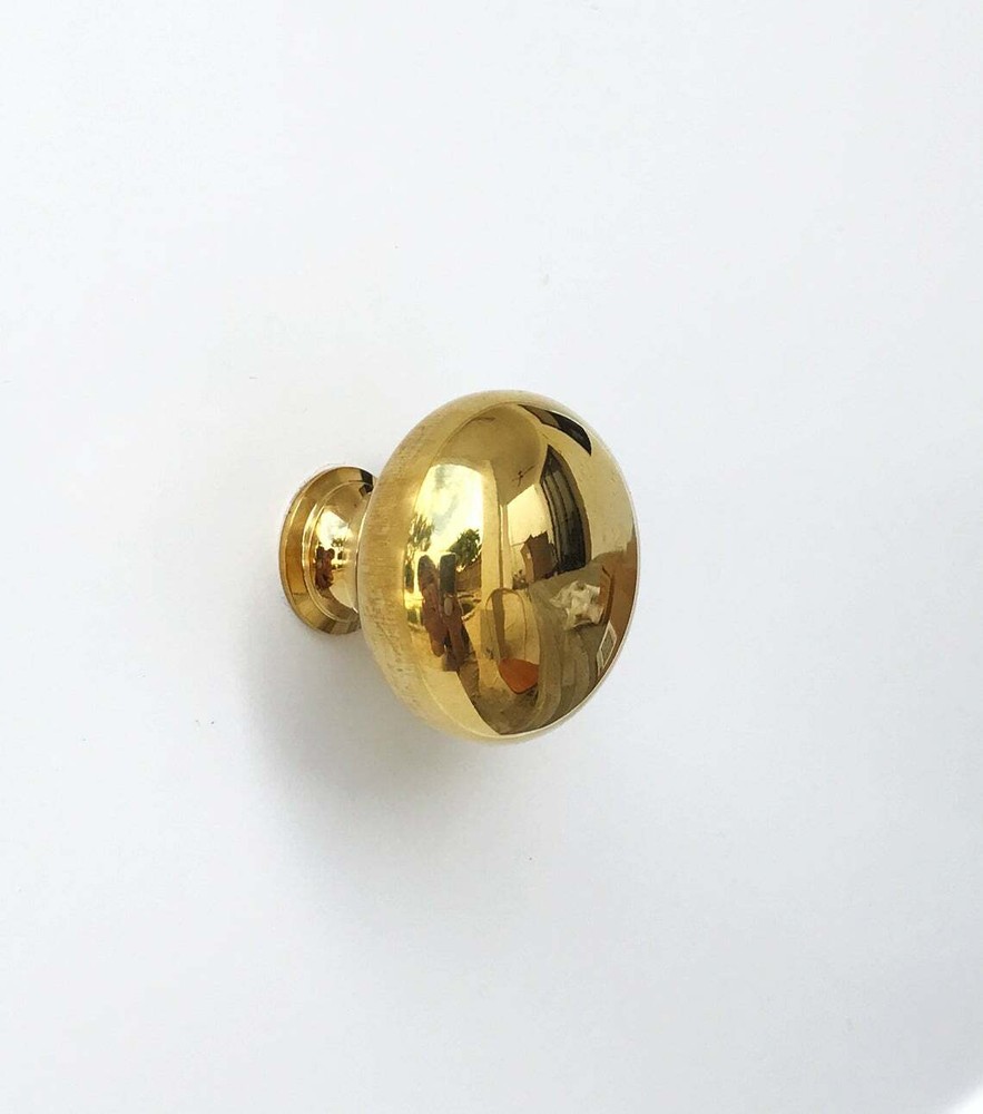 Unlacquered Polished Brass Cabinet Knob – Round Solid Brass Knob