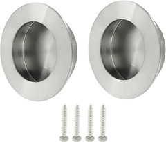 2Pcs round Recessed Pull, Brushed Nickel Flush Pull Handle, Stainless Steel Fing