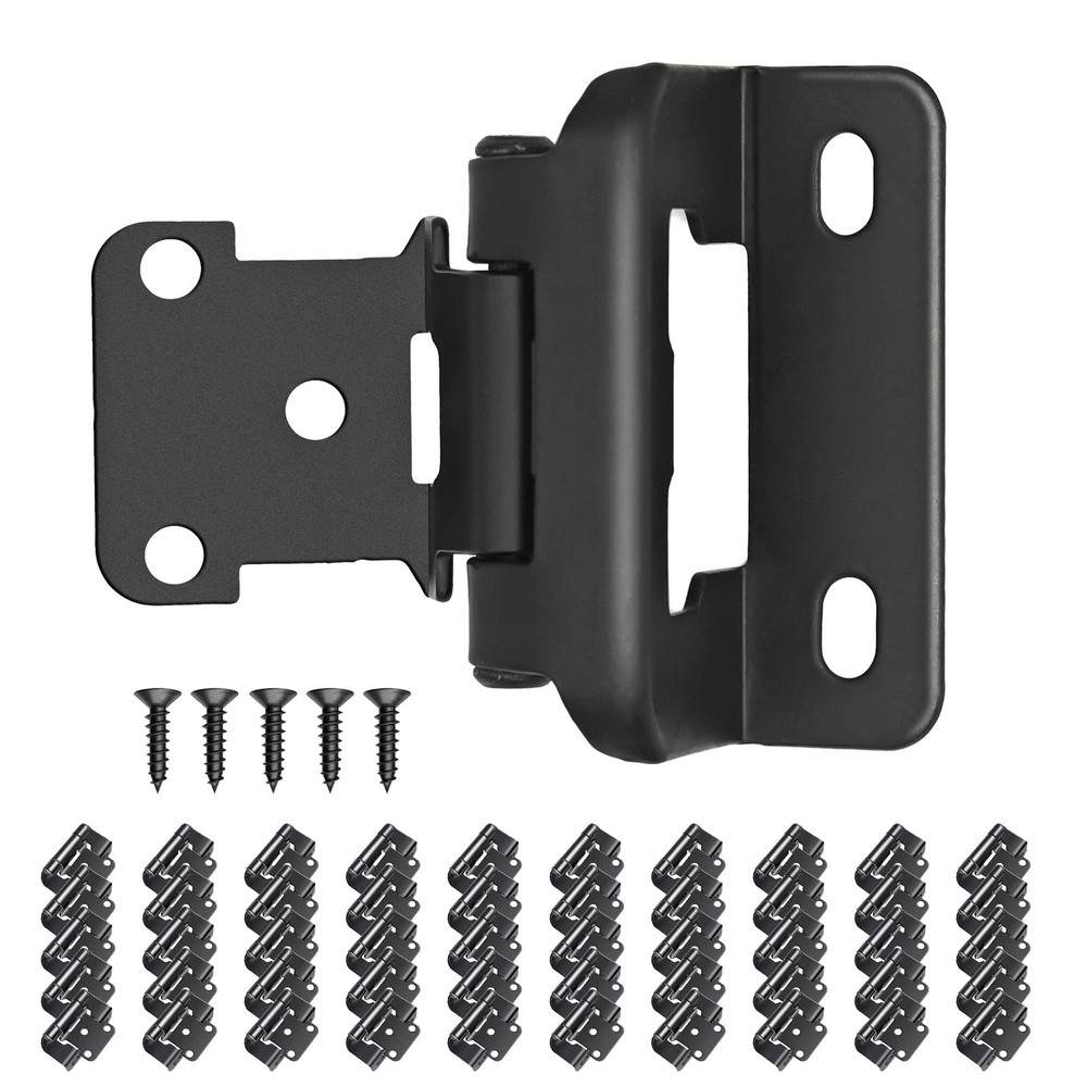 1/2″ Partial Overlay Cabinet Hinges,(25 Pairs -50 Pack) Matte Black Partial W…