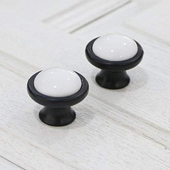 6Pcs Black White Ceramics Cabinet Kitchen Hardware | round Drawer Dresser