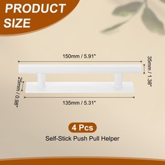 4pcs Self-Stick Push Pull Helper 6″ Round Cabinet Handle(White)
