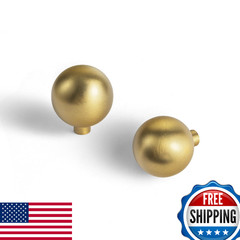 Goo-Ki Brushed Brass Cabinet Knob 1in Zinc Modern Drawer Handle 6-Pack