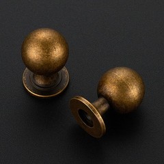 12 PCS Antique Brass Cabinet Knobs Round Ball Kitchen Drawer 0.85 Inch