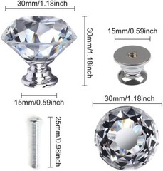 Lot 30mm Diamond Drawer Door KnobsCrystal Glass Handles Cabinet Dresser Pull US