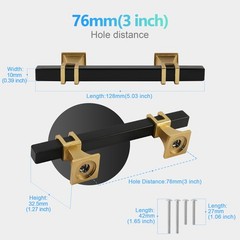 Cabinet Pulls Matte Black and Gold Cabinet Handles, 2 Pack 3 Inch Kitchen Doo…
