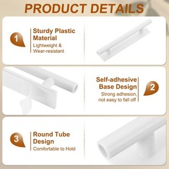 4pcs Self-Stick Push Pull Helper 6″ Round Cabinet Handle(White)