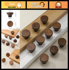 10 Pack 1.53″ Round Walnut Wood Drawer Handles, Cabinet Knobs, Furniture Hardwar