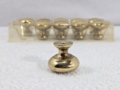 Vintage 1.25 Inch Round Polished Brass Cabinet Knob Heavy 10 Count