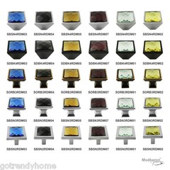 Diamond Cut Crystal Glass Metal Square Cabinet Drawer Closet Knob Handle Pull