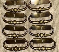 Lot Of 14 Vintage MCM Drawer Pulls w/ Keyhole Cast Pot Metal + 33 Brass Screws
