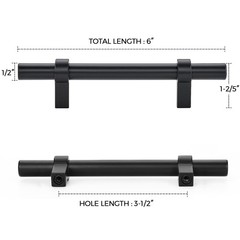 10 PCS 31/2 Inch Matte Black Cabinet Handles Square Base Pulls 6″ Length